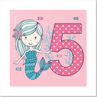 5. birthday - cute mermaid for birthday girls Posters and Art